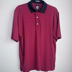 FootJoy FJ Golf Polo Mens Small S Red Black Striped ProDry Lisle Performance